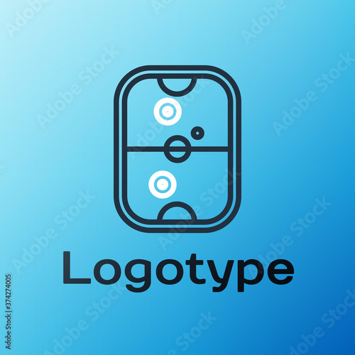 Line Air hockey table icon isolated on blue background. Colorful outline concept. Vector Illustration.