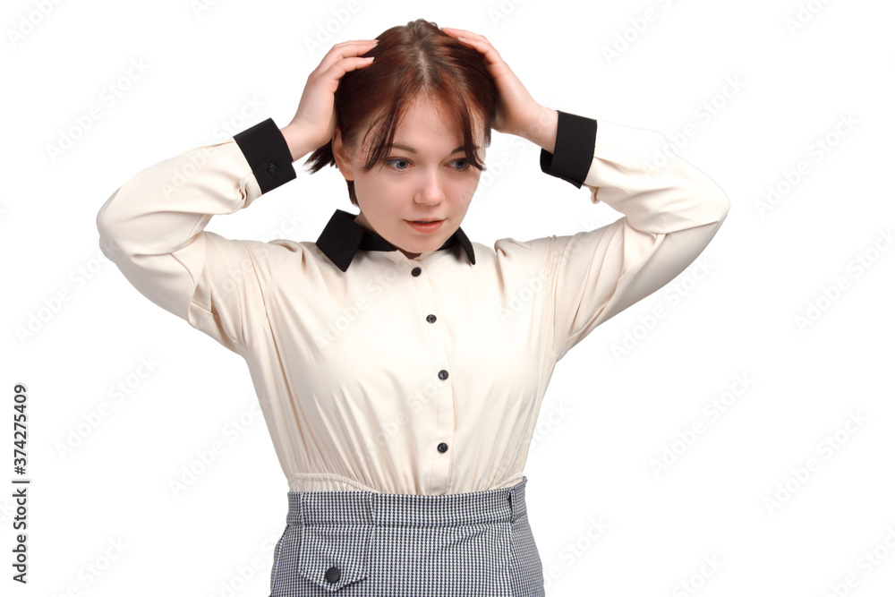 young businesswoman, or Manager isolate on white young businesswoman, or Manager isolate on white