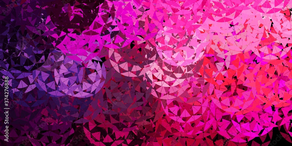 Obraz premium Dark purple, pink vector texture with random triangles.