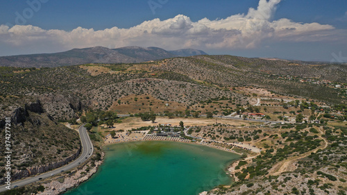 Wallpaper Mural Aerial drone photo of Tunnel in Athens riviera seaside road known as hole of Karamanlis or "Tripa of Karamanlis", Attica, Greece Torontodigital.ca