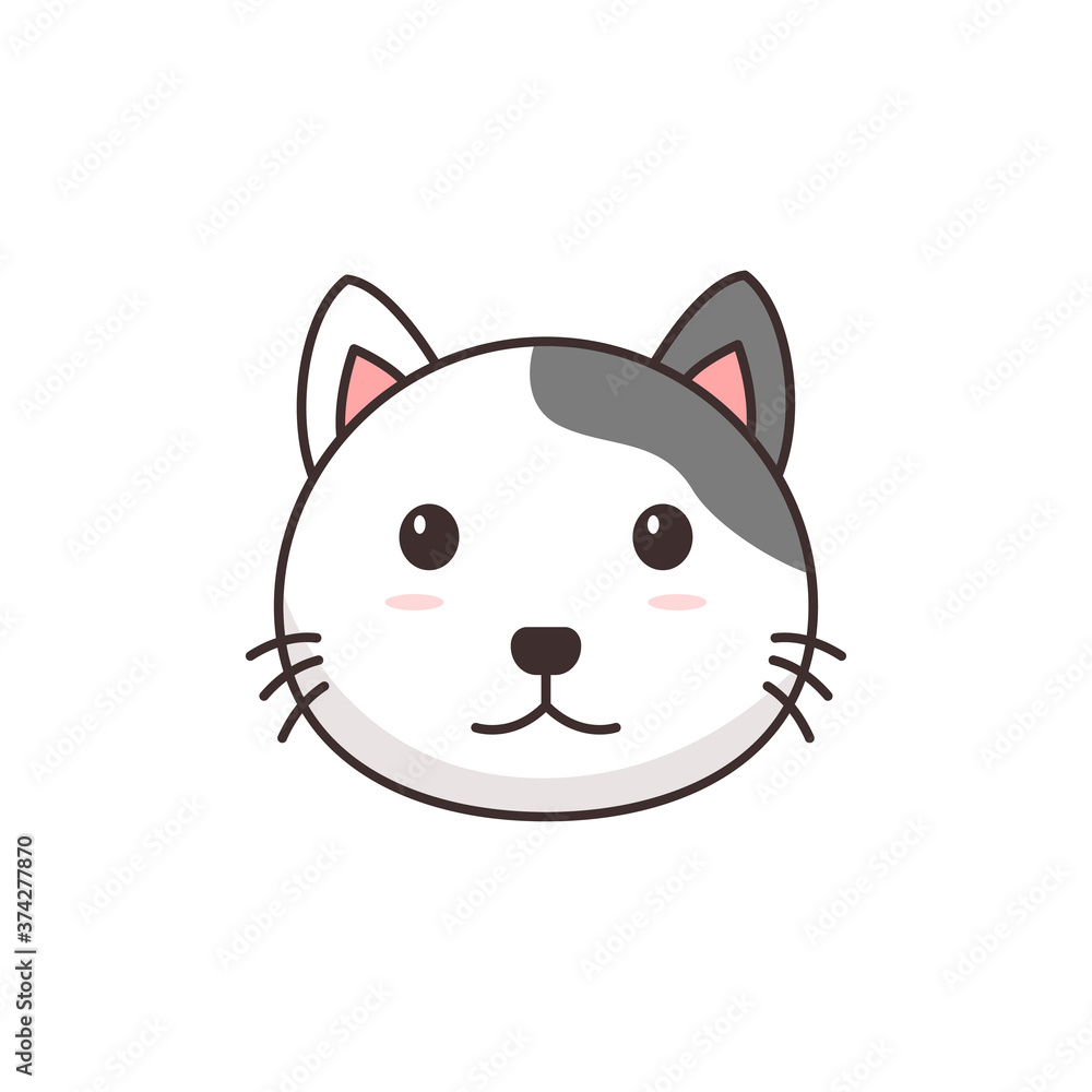 Cute cat face cartoon illustration isolated on white background Cute cat face cartoon illustration isolated on white background