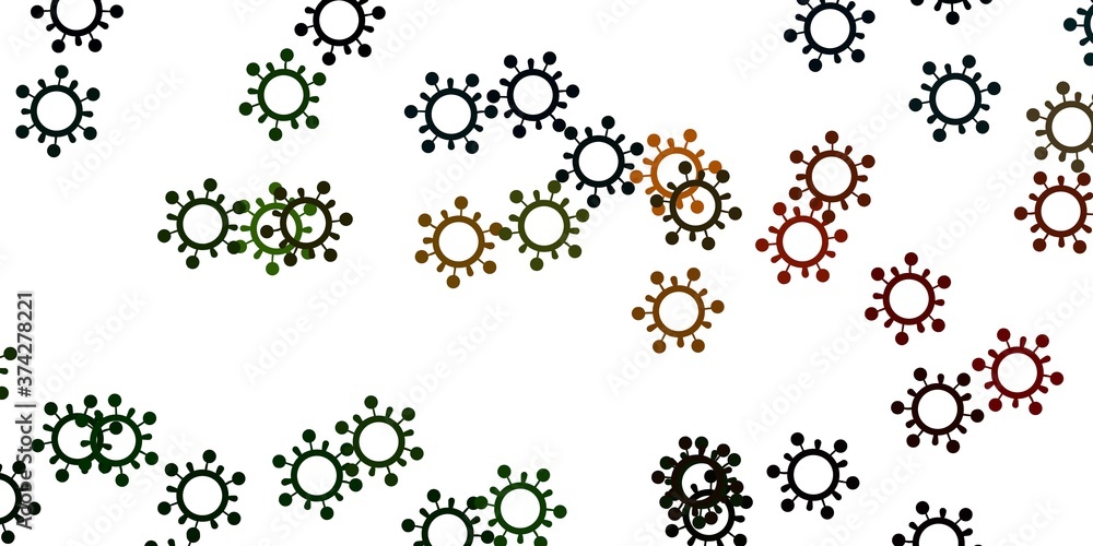 Light green, red vector backdrop with virus symbols. Light green, red vector backdrop with virus symbols.