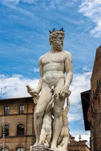 Fountain of the Neptune (Roman God) by Bartolomeo Ammannati 1560-1565, Piazza della Signoria, Florence, UNESCO world heritage site,Tuscany, Italy, Europe