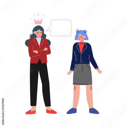 School Girl Bullying Her Classmate, Teenage Communication Problems Concept Vector Illustration © topvectors