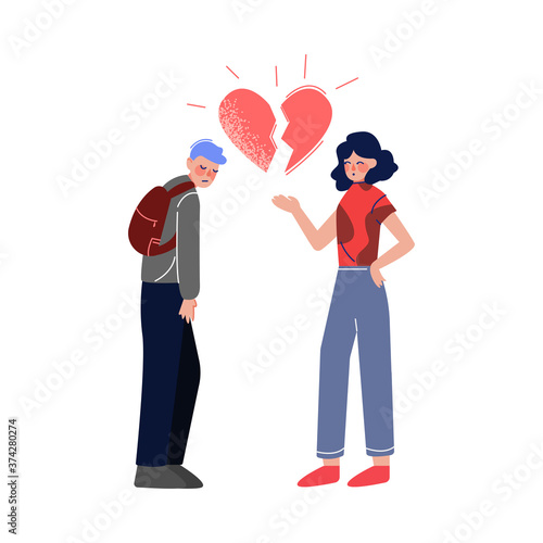 Unrequited, One Sided Love, Teenage Puberty Problems Concept Vector Illustration