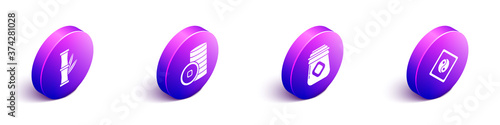 Set Isometric Bamboo, Chinese Yuan currency, Jar of honey and Yin Yang icon. Vector.