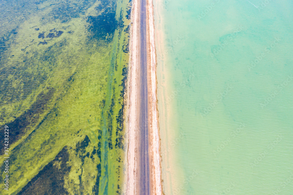aerial view of the road in lake