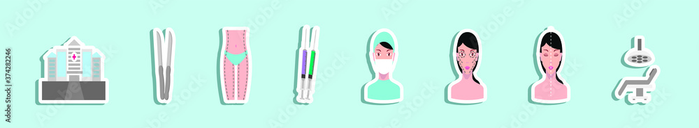 Plastic surgery line icons set. Medical illustration