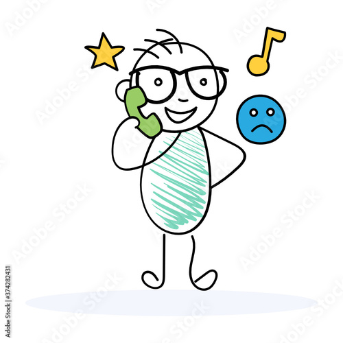 
An illustration design of cartoon character headphones, social marketing 
