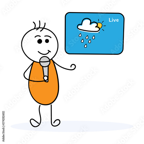
Weather reporter illustration in trendy flat style, cute weather prediction vector 
