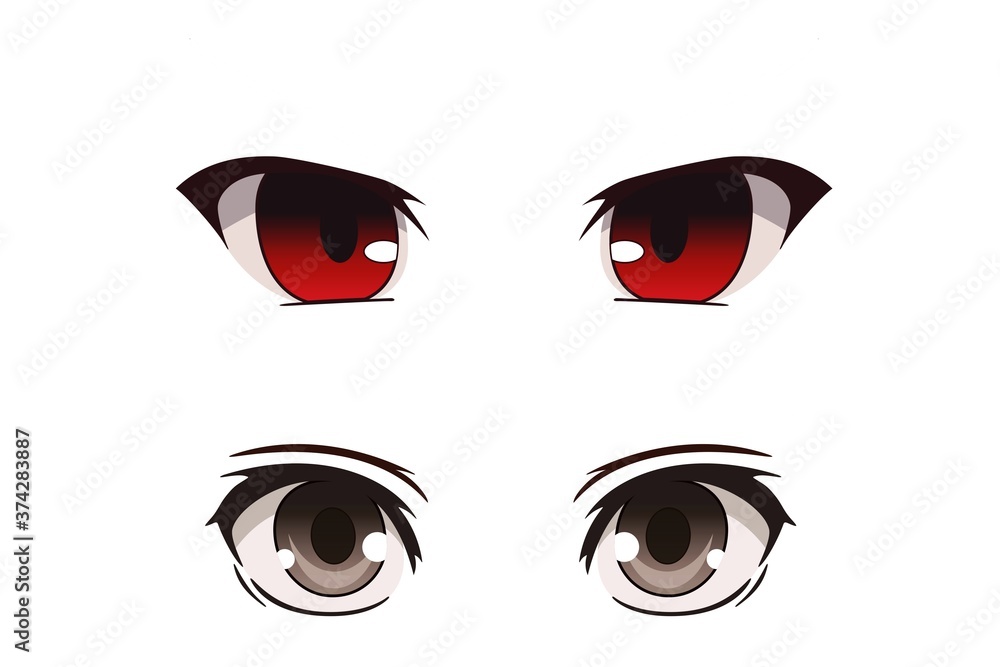 Anime Eyes. Human eyes closeup. Beautiful big cartoon eyes. Illustration  Stock Illustration | Adobe Stock