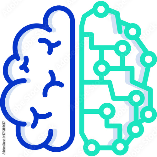 Logo AI, interface homme machine, cerveau