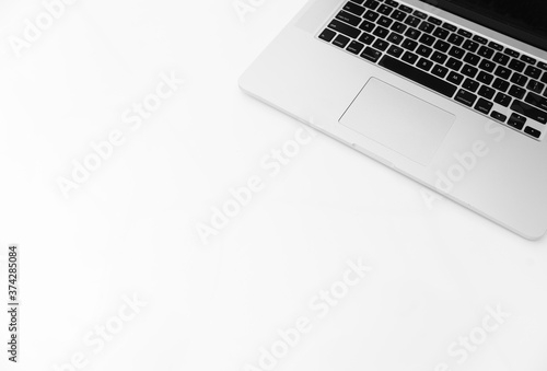 modern laptop keyboard isolated on white with copy space