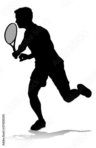 A tennis player man male sports person in silhouette