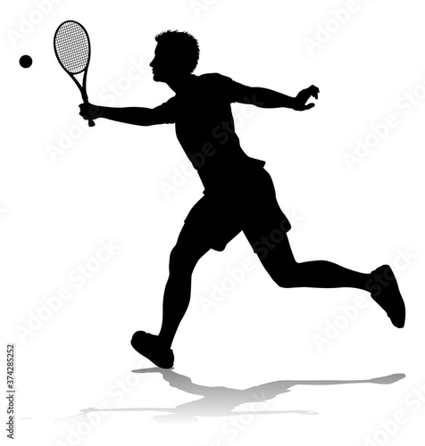 A tennis player man male sports person in silhouette
