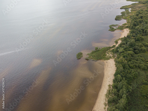 Coastline, sandy beach, dunes and shallows Lake Peipsi, Estonia, drone photo photo
