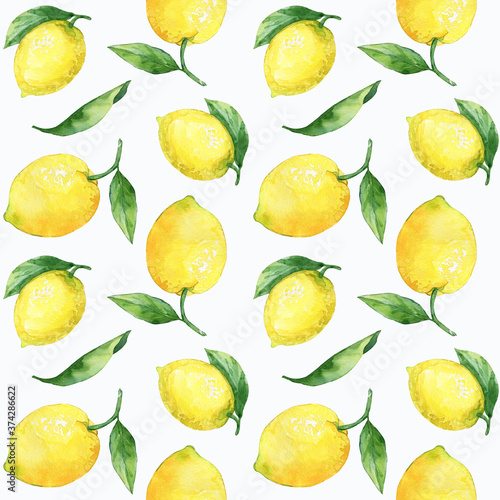 Handpainted watercolor lemons pattern