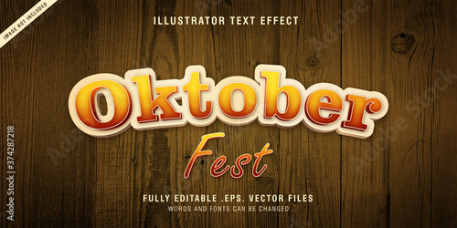 Oktober text style effect, editable eps vector