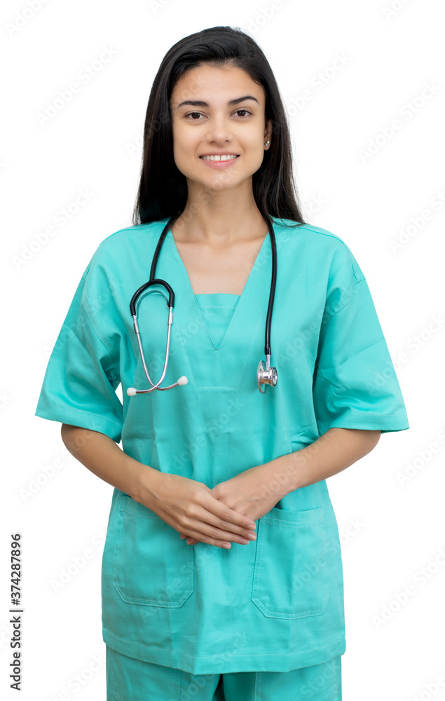 Laughing hispanic female nurse or medical student Laughing hispanic female nurse or medical student