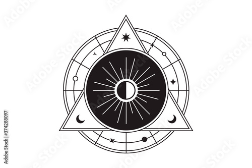 Sacred Geometry. Solar system, space objects.