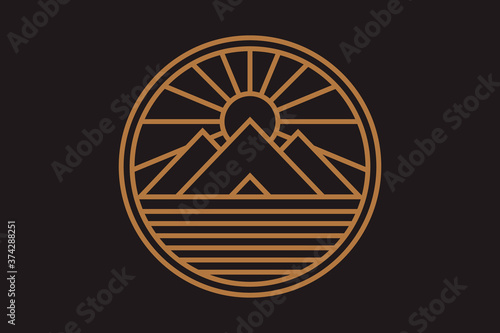 Egyptian mystical pyramids with sun and rays
