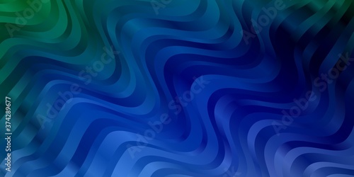 Light Blue, Green vector layout with curves. Colorful abstract illustration with gradient curves. Pattern for ads, commercials.