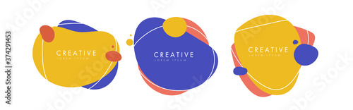 Modern abstract vector banner set. Minimal geometric liquid form with various colors. Template ready for use in web or print design