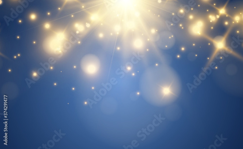 Bright beautiful star.Vector illustration of a light effect on a transparent background.