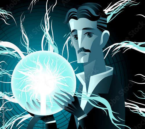 inventor genius with lighting bulb electricity experiment