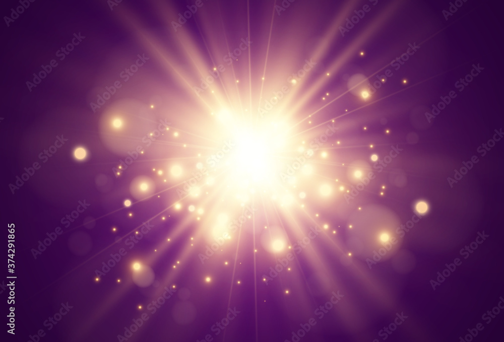 Bright beautiful star.Vector illustration of a light effect on a transparent background. Bright beautiful star.Vector illustration of a light effect on a transparent background.