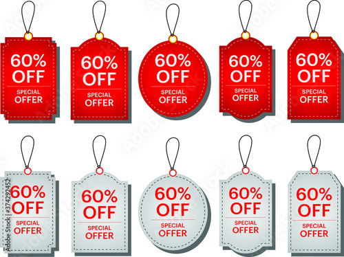 Red color beautiful tag design. Vector illustration.