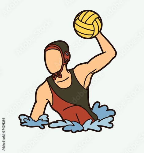 Water Polo player cartoon graphic vector