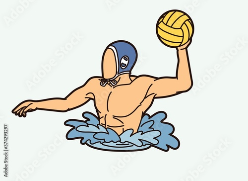 Water Polo player cartoon graphic vector