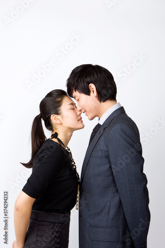 young couple kissing each other