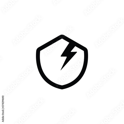 Broken shield icon vector isolated on white