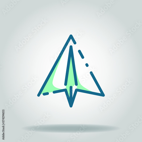 Logo or symbol of paperplane icon with twotone blue color style
