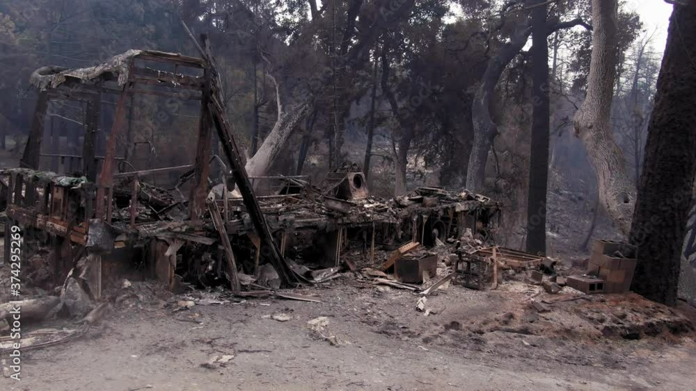 Boulder Creek, California, USA. 23 August 2020. house burnt down to ashes from wildfire. CZU Lightning Complex Fire that ravaged the Santa Cruz mountains. Boulder Creek, California, USA. 23 August 2020. house burnt down to ashes from wildfire. CZU Lightning Complex Fire that ravaged the Santa Cruz mountains.