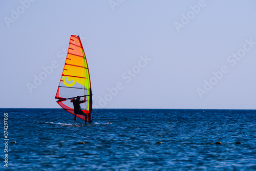 Windsurfing, Sea Entertainment, Extreme Sport. Gokceada, Turkey.