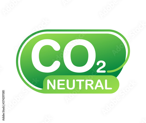 CO2 neutral sign - carbon emissions free (no air atmosphere pollution) industrial production eco-friendly decorative isolated emblem in creative frame