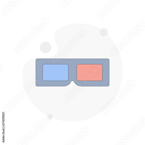 3d movie glasses isolated vector flat illustration on white