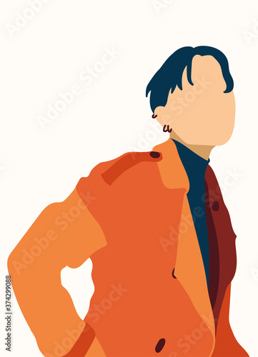 Abstract man face in a modern trendy colors, minimalism art