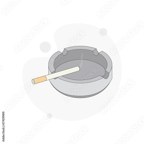 ashtray with cigarette isolated vector flat illustration on white