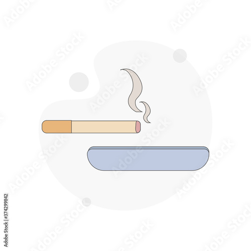 ashtray with cigarette isolated vector flat illustration on white