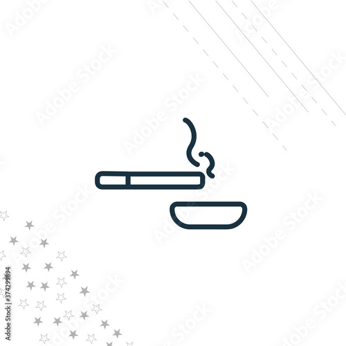 ashtray with cigarette isolated line icon for web and mobile