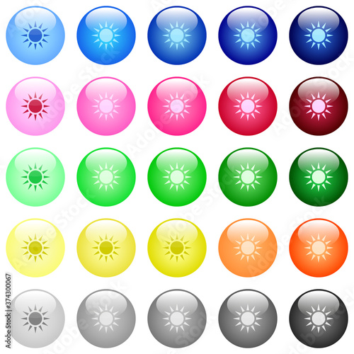 Sun icons in color glossy buttons