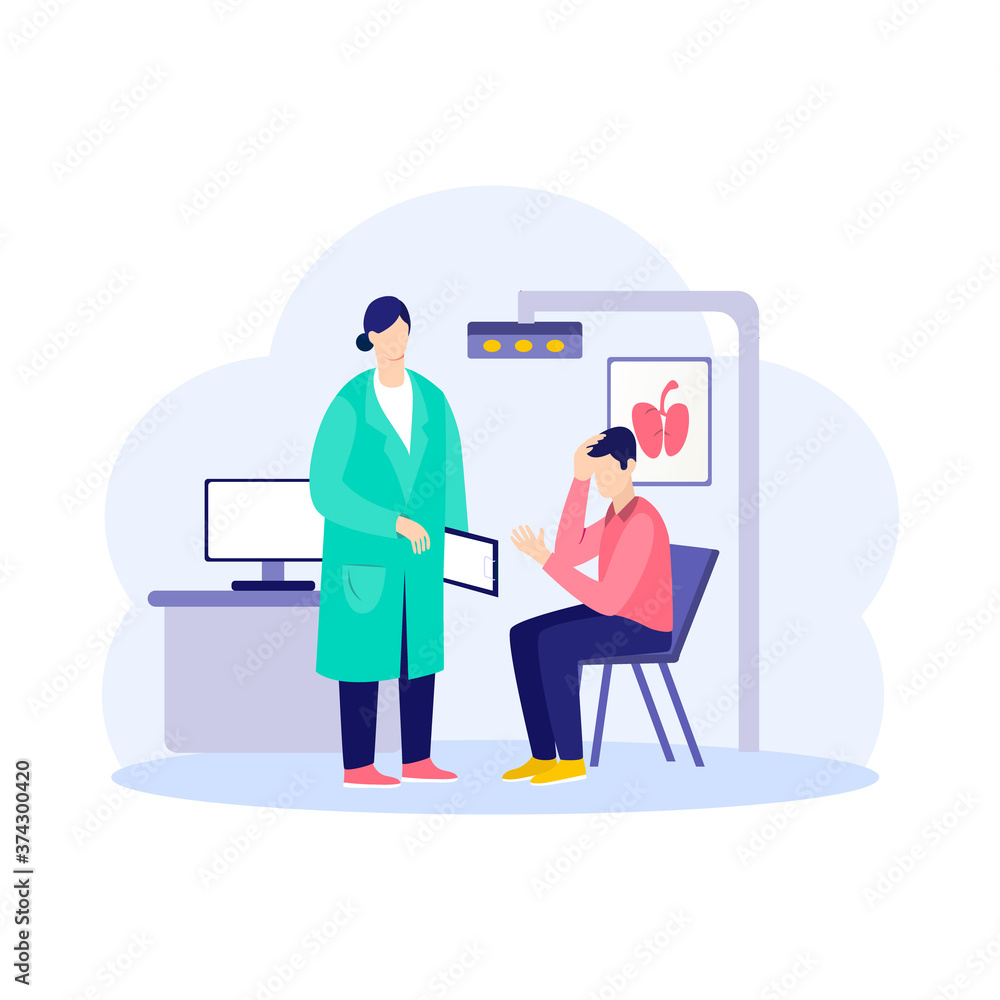Doctor talking with upset patient Doctor talking with upset patient
