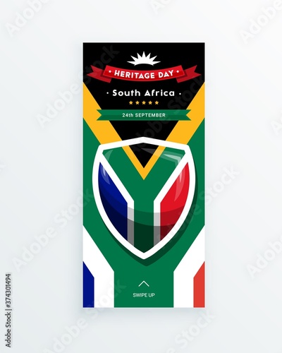 South Africa Heritage Day - 24 September - social media story template with the South African flag as the background. Celebrating African culture and traditions and spreading the information.
