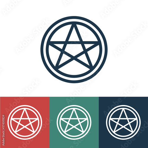 Linear vector icon with pentagram