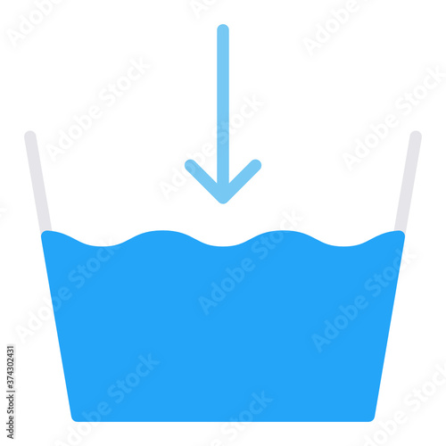 cloth washing direction Concept, zigzag water level in tub vector icon design, Care labels tag sign, Apparel and Textile Care Symbols on white background 