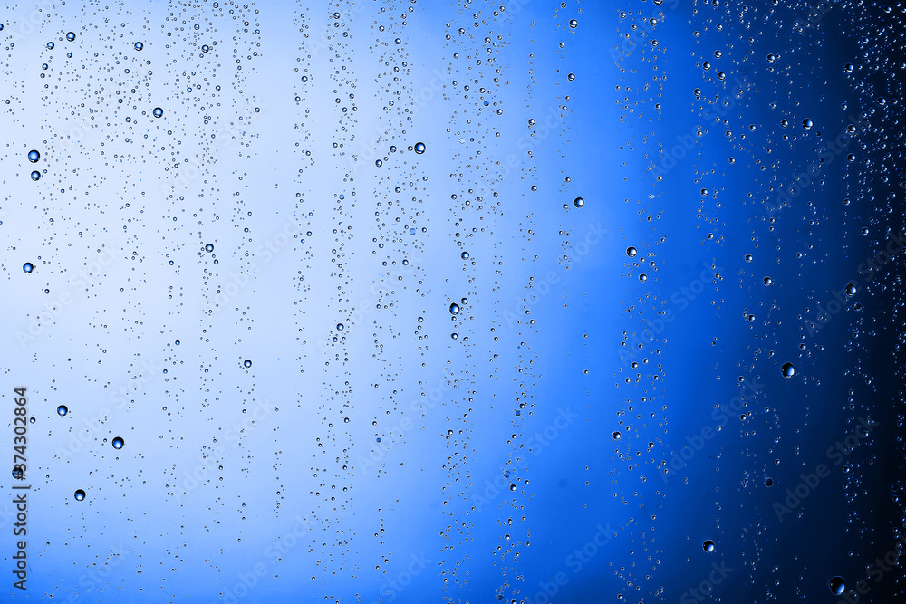 fresh drops background blue glass / wet rainy background, water drops transparent glass blue fresh drops background blue glass / wet rainy background, water drops transparent glass blue